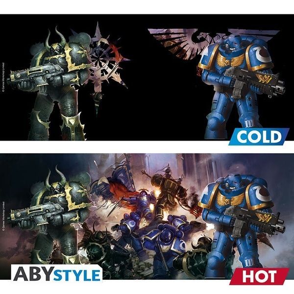Чашка хамелеон WARHAMMER 40K Ultramarine & Black Legion ABYMUG846 фото