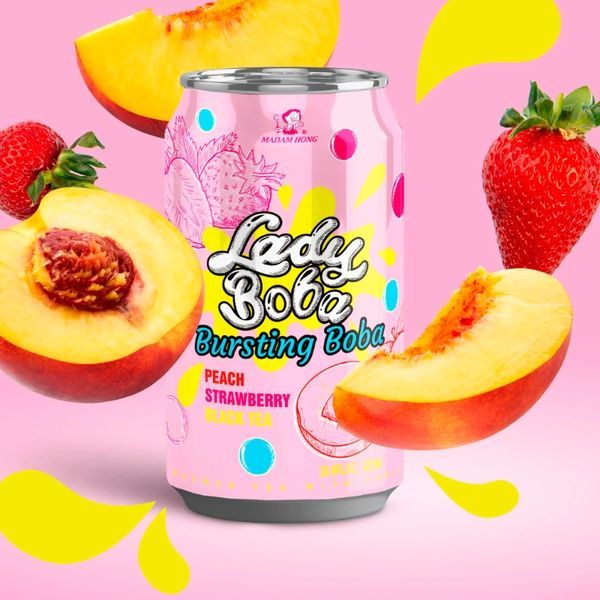 Напій Lady Boba Peach Strawberry Bubble Tea 320ml SF12422 фото Напій Lady Boba Peach Strawberry Bubble Tea 320ml SF12422 фото