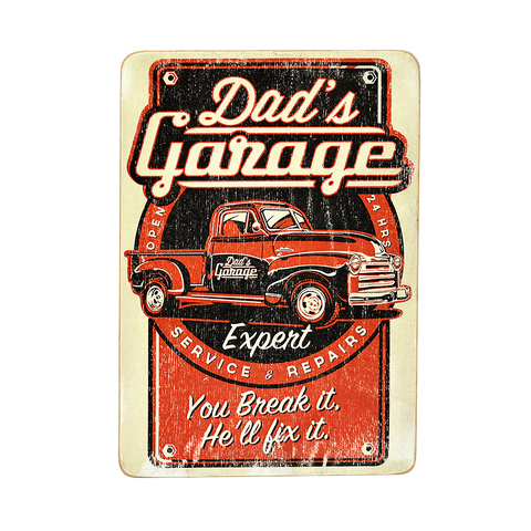 Wood Постер Dad's Garage #1 You break it auto-134341528 фото