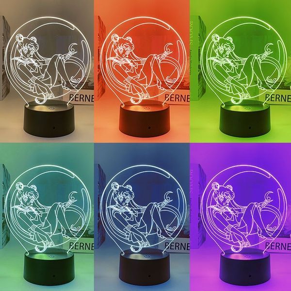 Настільний світильник-нічник Сейлор Мун Sailor Moon 7 кольорів + USB A254254M фото
