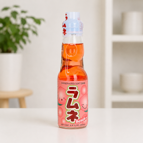 Японская газировка с шариком RAMUNE White Peach 200ML F121 фото