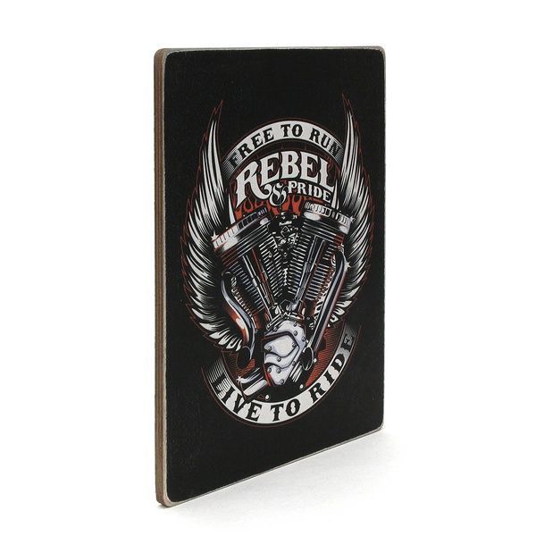 Wood постер "Free to run. Live to ride. Rebel and pride" pvm0101 фото