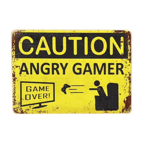 Wood Постер CAUTION Angry Gamer pvh0015 фото