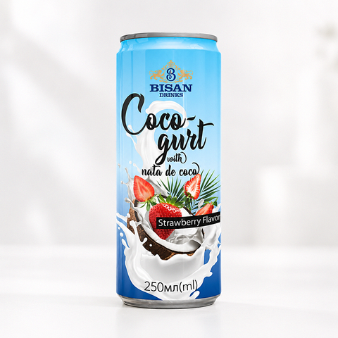 Напиток BISAN Cocogurt drink Strawberry 250мл ж/б BS1004 фото