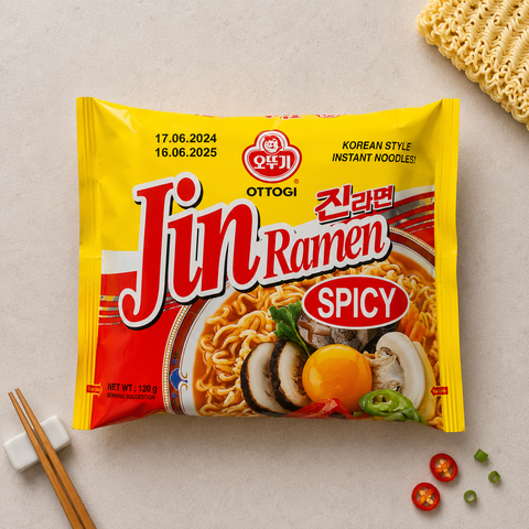 Корейская лапша JIN RAMEN, острый, 120 Г , ТМ OTTOGI 12-046 фото