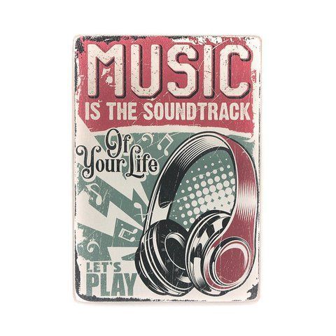 Деревянный постер "Music is the soundtrack of your life. Let&rsquo;s play" pvx0183 фото