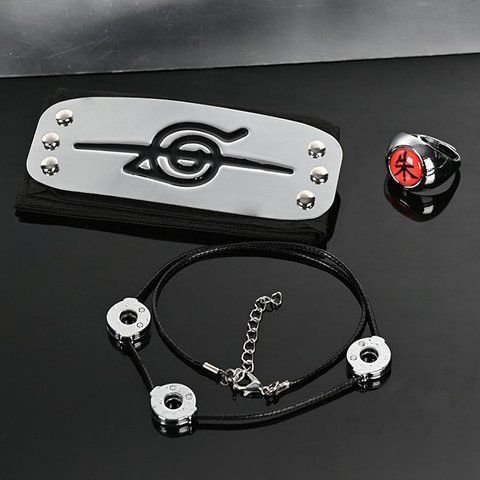 Набор для косплея Naruto 3 в 1 повязка+кольцо+кулон A251842 фото